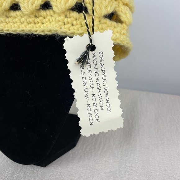 Yellow Handmade Knit Beanie‎ - Picture 2 of 5